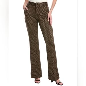 CAbi Director Trouser Brown Patterned Flared Pants Size 6